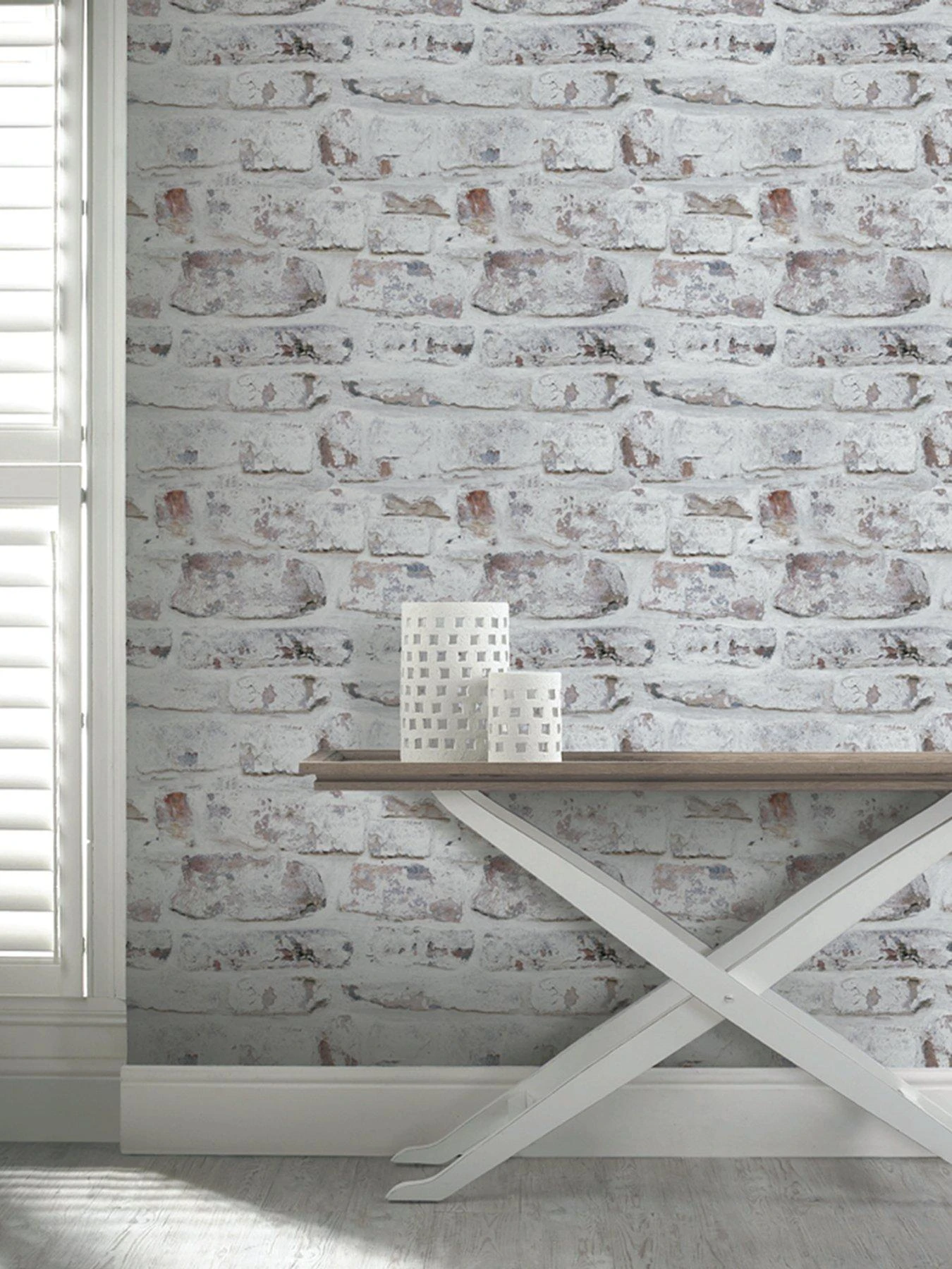 ARTHOUSE Whitewashed Brick Wall Wallpaper 1 ARTHOUSE Whitewashed Brick Wall Wallpaper