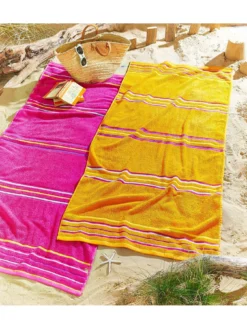 Catherine Lansfield Rainbow Beach Towel Pair Pink & Orange -Rust-Oleum || d-c-fix || Harris Sales 6YPWK SQ4 0000000063 PINK SLd2