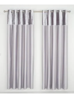 Amelie Crushed Velvet Lined Eyelet Curtains