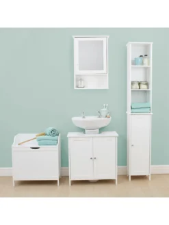 Lloyd Pascal Portland Tall Bathroom Storage Unit - White -Rust-Oleum || d-c-fix || Harris Sales LGMG6 SQ6 0000000013 WHITE SLd4