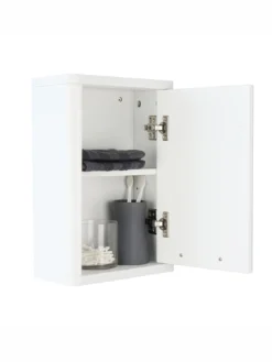 Lloyd Pascal Luna Hi-Gloss 1 Door Mirrored Bathroom Wall Cabinet - White -Rust-Oleum || d-c-fix || Harris Sales LJRTG SQ4 0000000013 WHITE SLd2