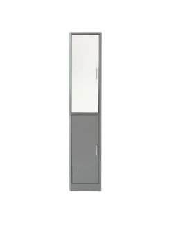 Lloyd Pascal Luna Hi-Gloss 2 Door Mirrored Bathroom Tallboy - Grey