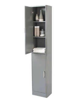 Lloyd Pascal Luna Hi-Gloss 2 Door Mirrored Bathroom Tallboy - Grey -Rust-Oleum || d-c-fix || Harris Sales LJRTJ SQ4 0000000005 GREY SLd2