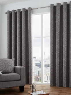 Curtina Camberwell Jacquard Lined Eyelet Curtains