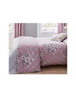 Catherine Lansfield Canterbury Floral Duvet Cover Set - Heather