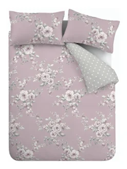 Catherine Lansfield Canterbury Floral Duvet Cover Set - Heather -Rust-Oleum || d-c-fix || Harris Sales MUGN7 SQ4 0000000191 HEATHER SLd1