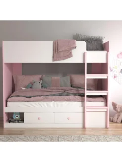 Very Home Peyton Storage Bunk Bed With Mattress Options (Buy And SAVE!) - White/Pink