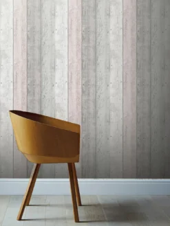 ARTHOUSE Painted Wood Grey & Blush Wallpaper