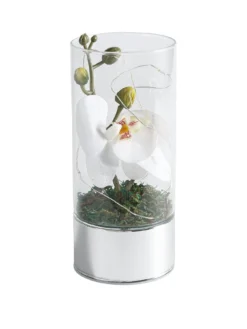 Hestia Glass Tube With Artificial Flower And 6 Led Lights 20cm