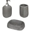 AQUALONA Grey Stone 3-Piece Bathroom Accessory Set