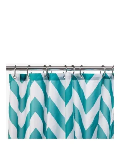 Croydex Chevron Textile Shower Curtain - Aqua