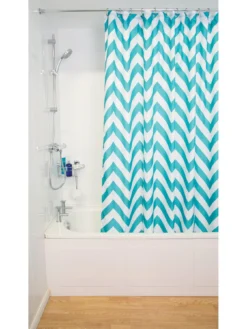 Croydex Chevron Textile Shower Curtain - Aqua -Rust-Oleum || d-c-fix || Harris Sales NQGWH SQ5 0000000088 NO COLOR SLd3