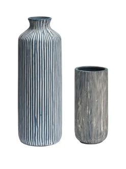 Very Home Set Of 2 Striped Vases