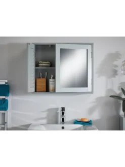 Lloyd Pascal Atlanta Mirrored Bathroom Wall Cabinet With Push Opening Doors - Grey -Rust-Oleum || d-c-fix || Harris Sales PNQM4 SQ4 0000000005 GREY SLd
