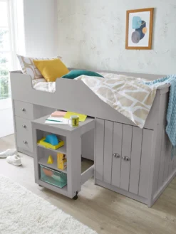 Very Home Atlanta Mid Sleeper Bed With Desk, Storage And Mattress Options (Buy And SAVE!) - Grey