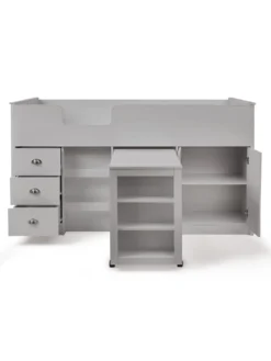 Very Home Atlanta Mid Sleeper Bed With Desk, Storage And Mattress Options (Buy And SAVE!) - Grey -Rust-Oleum || d-c-fix || Harris Sales PP6YJ SQ4 0000000005 GREY SLd