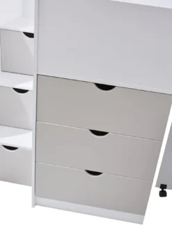 Very Home Mico Mid Sleeper Bed With Pull-Out Desk And Storage - White/Grey -Rust-Oleum || d-c-fix || Harris Sales PP6YN SQ6 0000000013 WHITE SLd2