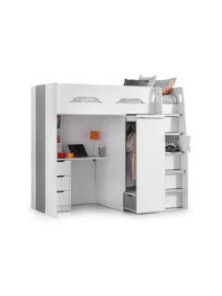 Julian Bowen Max High Sleeper Bed With Desk, Drawers, Pull Out Wardrobe And Hidden Cupboards - White -Rust-Oleum || d-c-fix || Harris Sales PPC6R SQ3 0000000013 WHITE SLd