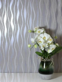 ARTHOUSE Grey Metallic Wave Wallpaper
