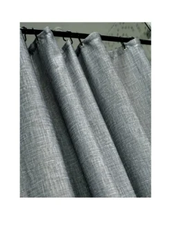 AQUALONA Grey Slub Shower Curtain