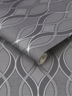 Sublime Ribbon Geo Charcoal Wallpaper -Rust-Oleum || d-c-fix || Harris Sales Q36NP SQ3 0000000005 GREY SLd1