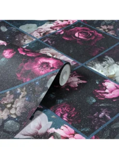 ARTHOUSE Floral Collage Glitter Vinyl Wallpaper -Rust-Oleum || d-c-fix || Harris Sales Q6XV6 SQ3 0000000039 PURPLE SLd1