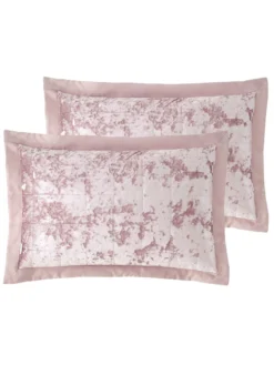 Catherine Lansfield Crushed Velvet Pillowsham Pair - Pink