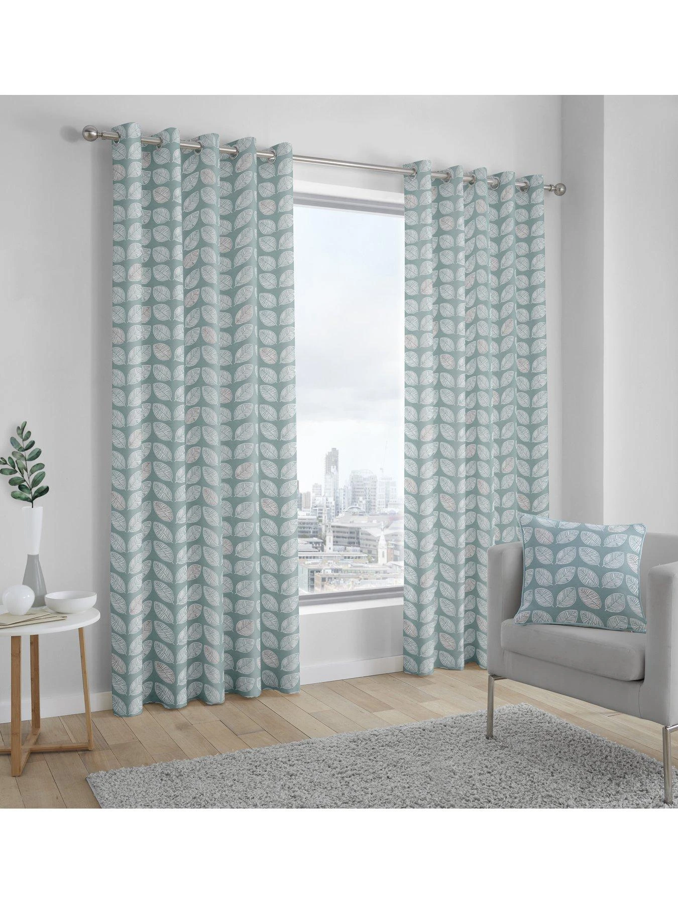 Fusion Delft Lined Eyelet Curtains 2 Fusion Delft Lined Eyelet Curtains - Image 2
