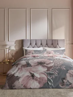 Catherine Lansfield Dramatic Floral Duvet Cover Set - Grey Pink -Rust-Oleum || d-c-fix || Harris Sales QNFKR SQ5 0000000289 GREY PINK SLd2