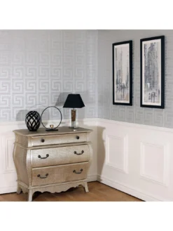 ARTHOUSE Greek Key Foil Silver Wallpaper -Rust-Oleum || d-c-fix || Harris Sales QXPFE SQ3 0000000035 SILVER SLd1