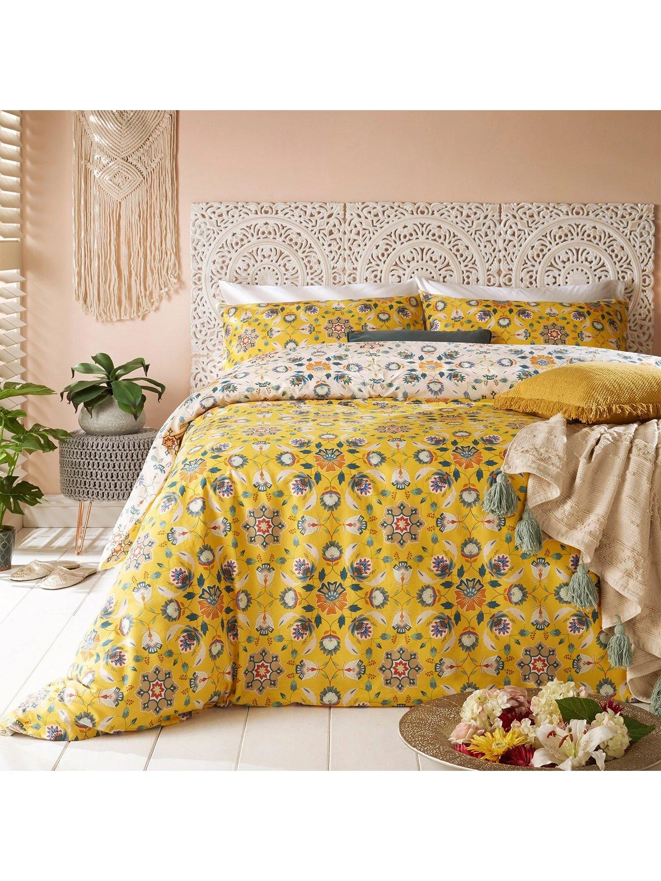 Furn Folk Flora Duvet Cover Set - Ochre 1 Furn Folk Flora Duvet Cover Set - Ochre