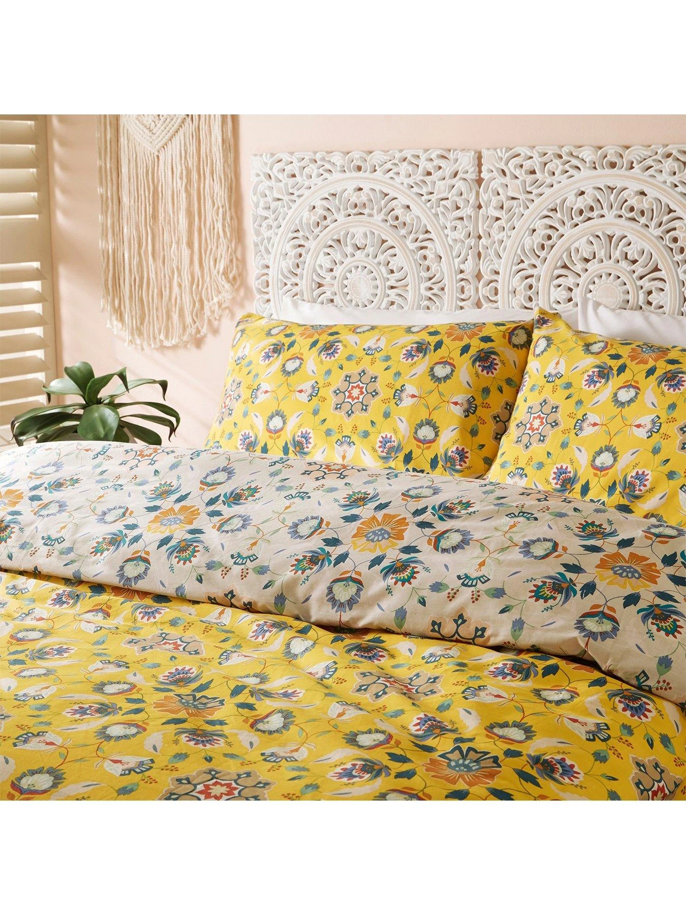 Furn Folk Flora Duvet Cover Set - Ochre 4 Furn Folk Flora Duvet Cover Set - Ochre - Image 4