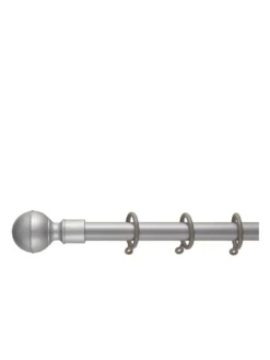 Everyday Ball Finial Extendable Curtain Pole – Satin Steel