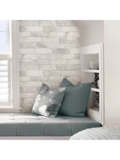 NuWallpaper Loft White Brick Stick On Wallpaper -Rust-Oleum || d-c-fix || Harris Sales RKY34 SQ4 0000000005 GREY SLd2