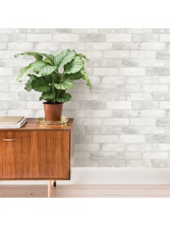 NuWallpaper Loft White Brick Stick On Wallpaper -Rust-Oleum || d-c-fix || Harris Sales RKY34 SQ5 0000000005 GREY RSr