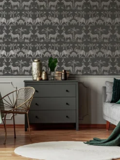 Sublime Colonial Charcoal / Pale Gold Wallpaper