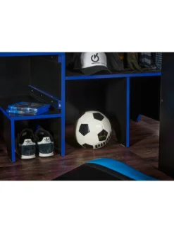 Lloyd Pascal Black Gaming Bed Highsleeper With Adjustable Desk-top & Open Wardrobe With Blue Edging -Rust-Oleum || d-c-fix || Harris Sales RQYRL SQ4 0000000020 BLUE SLd1