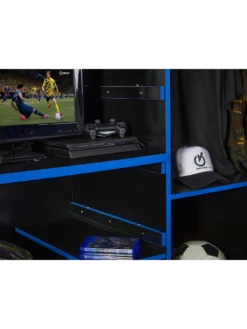Lloyd Pascal Black Gaming Bed Highsleeper With Adjustable Desk-top & Open Wardrobe With Blue Edging -Rust-Oleum || d-c-fix || Harris Sales RQYRL SQ5 0000000020 BLUE SLd2