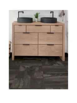 Floor Pops Pack Of 10 Raven Peel & Stick Floor Tiles