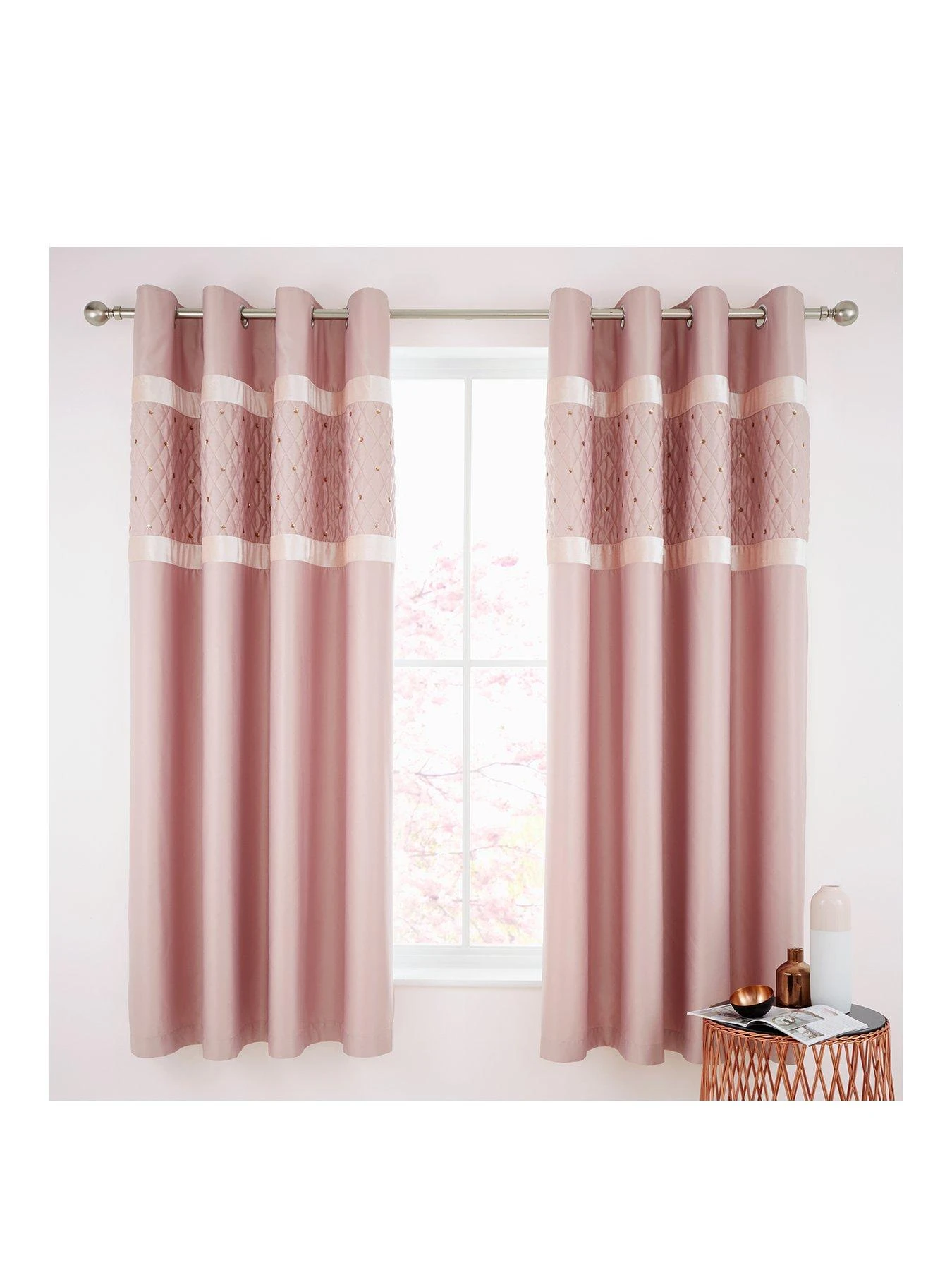 Catherine Lansfield Sequin Cluster Eyelet Lined Curtains 66x90 2 Catherine Lansfield Sequin Cluster Eyelet Lined Curtains 66x90 - Image 2