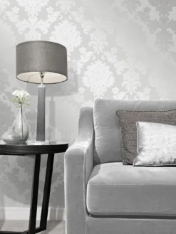 Fine Décor Fine Decor Quartz Damask Silver Glitter Wallpaper