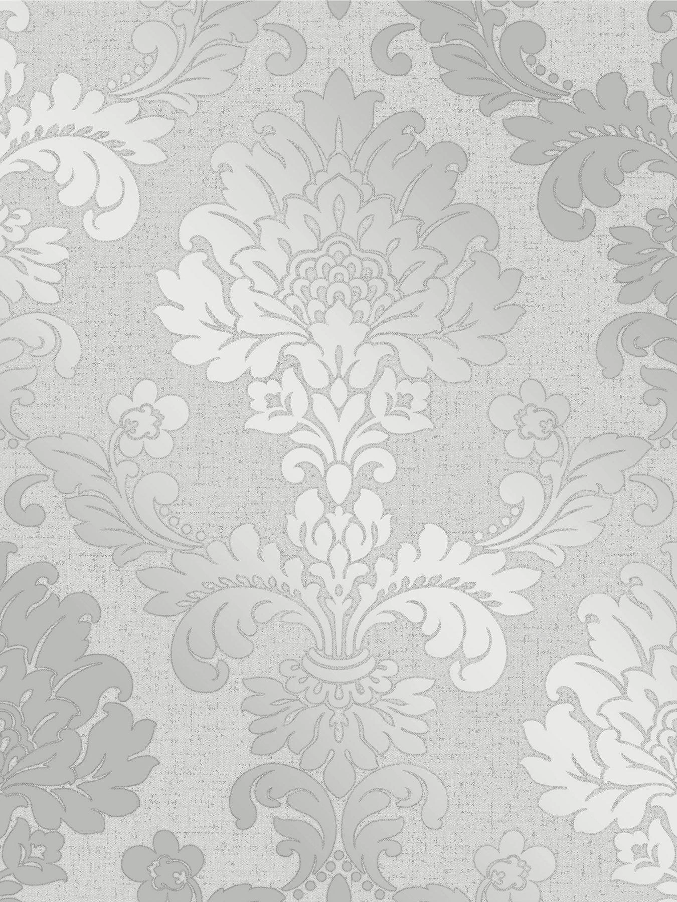 Fine Décor Fine Decor Quartz Damask Silver Glitter Wallpaper 2 Fine Décor Fine Decor Quartz Damask Silver Glitter Wallpaper - Image 2