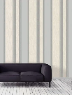 Vymura Synergy Stripe Dove Grey & Silver Glitter Wallpaper