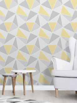 Fine D??cor Fine Decor Apex Geo Yellow & Grey Wallpaper