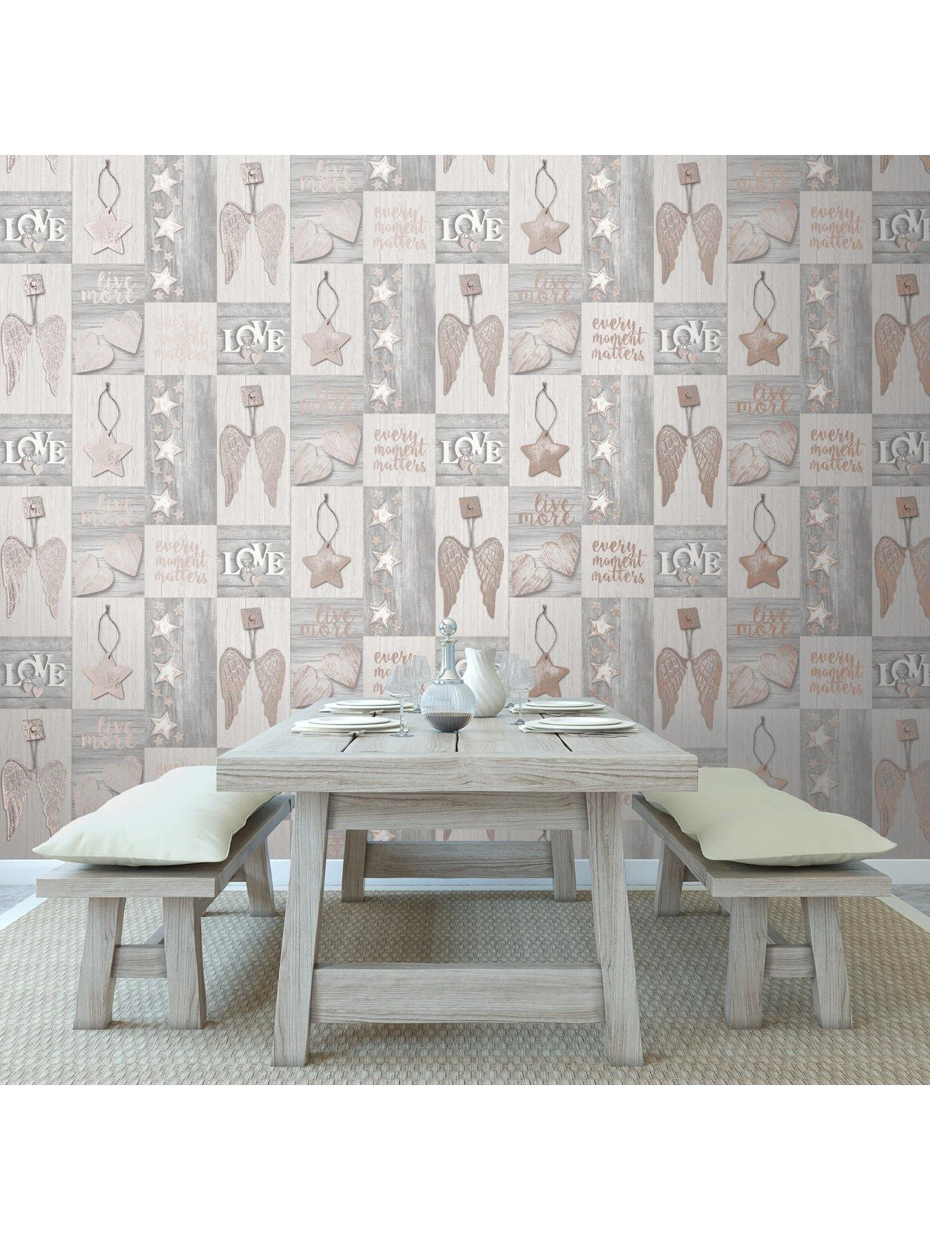 Crown Starlight Home Rose Gold & Grey Wallpaper 1 Crown Starlight Home Rose Gold & Grey Wallpaper