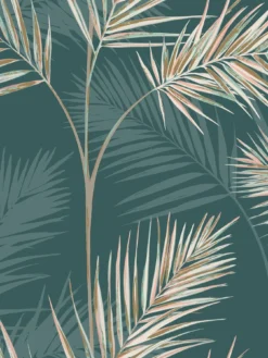 Fine Décor Fine Decor South Beach Palm Leaf Emerald Wallpaper