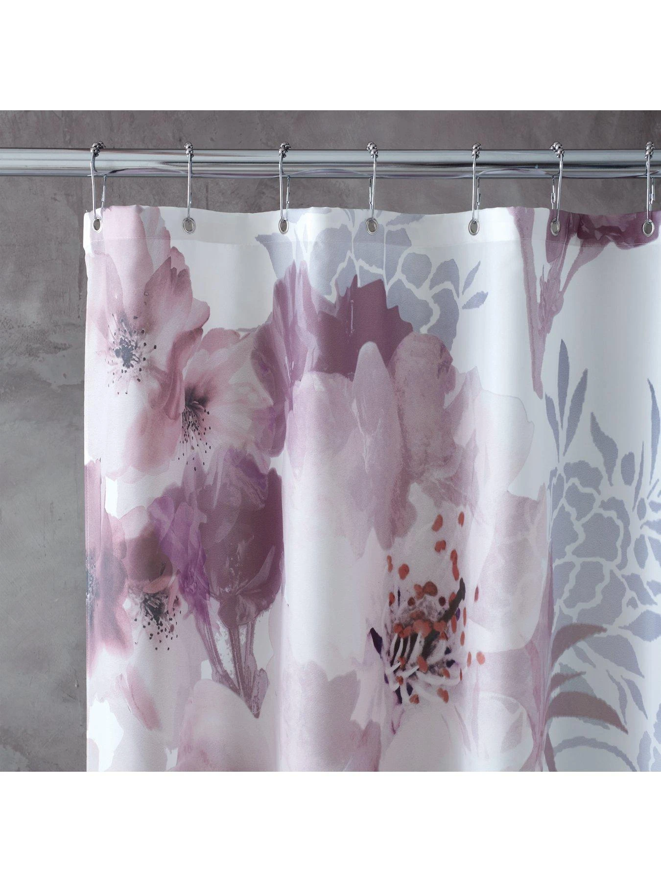 Catherine Lansfield Dramatic Floral Shower Curtain 2 Catherine Lansfield Dramatic Floral Shower Curtain - Image 2