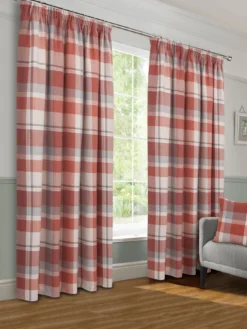 Very Home Braemar Check Pleated Lined Curtains