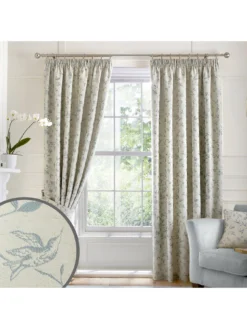 Curtina Bird Trail Pencil Pleat Lined Curtains