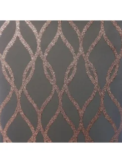 ARTHOUSE Sequin Trellis Charcoal/rose Gold Wallpaper